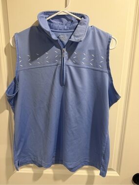 Cracked Wheat XL Golf Vest Blue 1/4 Zip Sleeveless Performance Top